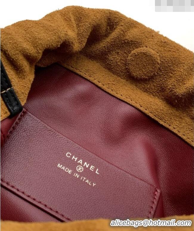 Inexpensive Chanel Suede Clutch with Leather Strap AP5227 Brown 2026