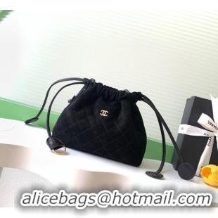 Best Quality Chanel Suede Clutch with Leather Strap AP5227 Black 2026