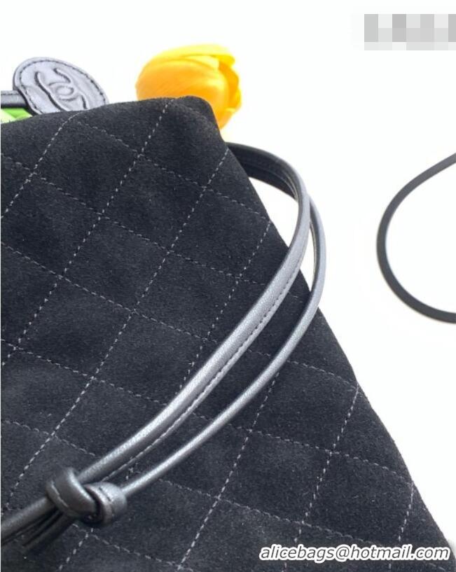 Best Quality Chanel Suede Clutch with Leather Strap AP5227 Black 2026