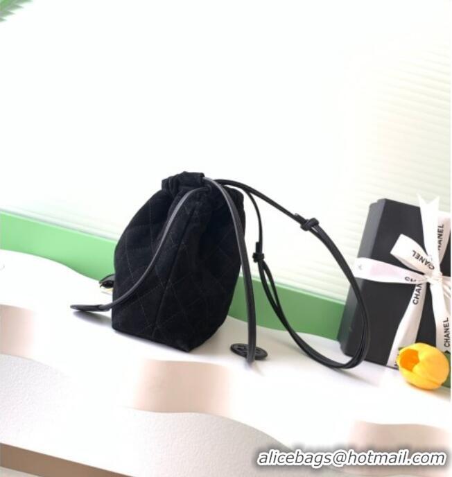 Best Quality Chanel Suede Clutch with Leather Strap AP5227 Black 2026