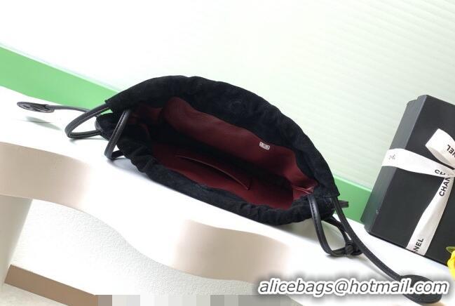 Best Quality Chanel Suede Clutch with Leather Strap AP5227 Black 2026