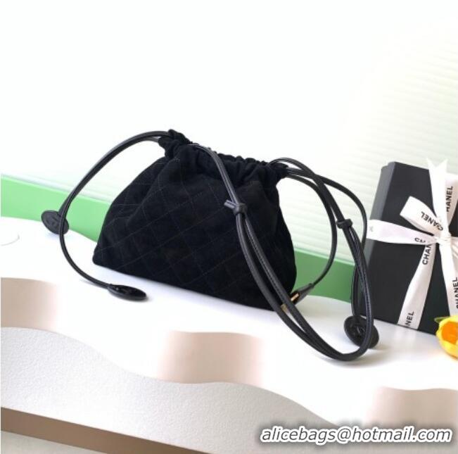 Best Quality Chanel Suede Clutch with Leather Strap AP5227 Black 2026