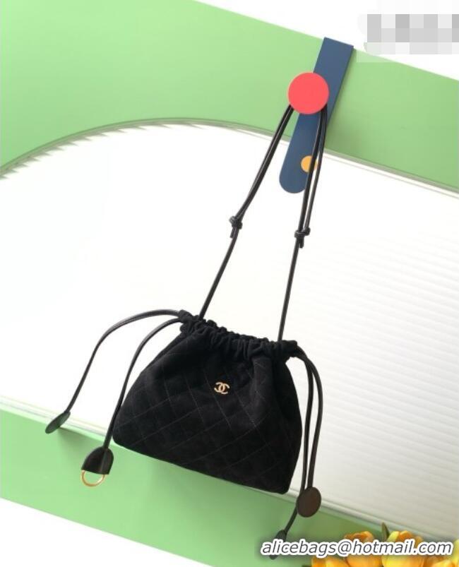 Best Quality Chanel Suede Clutch with Leather Strap AP5227 Black 2026