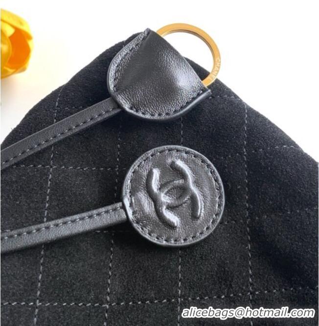 Best Quality Chanel Suede Clutch with Leather Strap AP5227 Black 2026