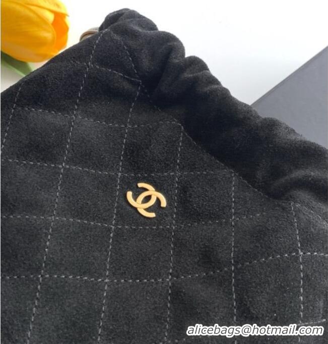 Best Quality Chanel Suede Clutch with Leather Strap AP5227 Black 2026