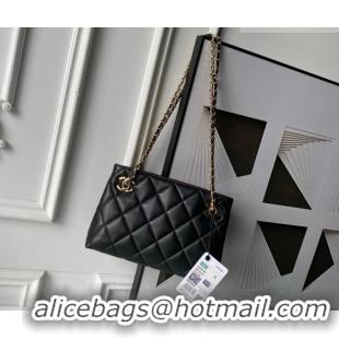 Famous Brand Chanel Lambskin Leather Small Shopping Bag AS6248 Black 2026