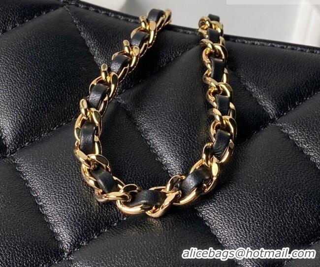 Famous Brand Chanel Lambskin Leather Small Shopping Bag AS6248 Black 2026