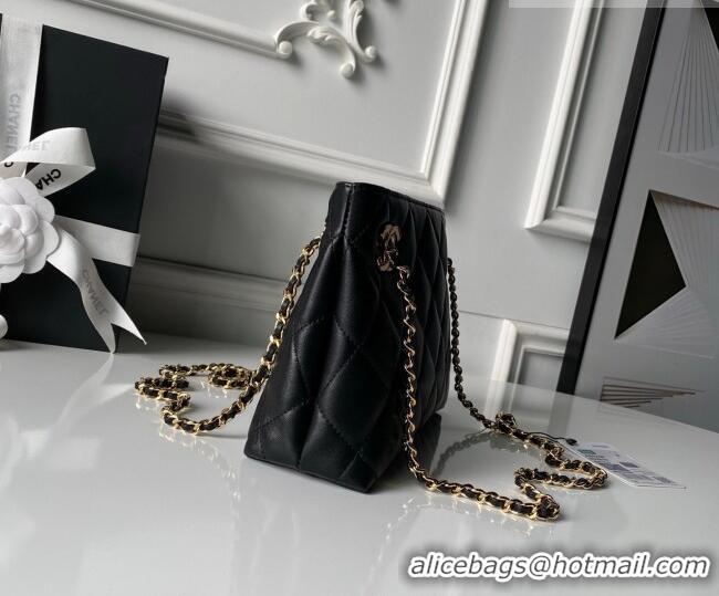 Famous Brand Chanel Lambskin Leather Small Shopping Bag AS6248 Black 2026