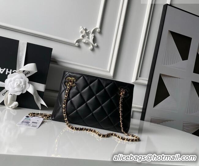Famous Brand Chanel Lambskin Leather Small Shopping Bag AS6248 Black 2026