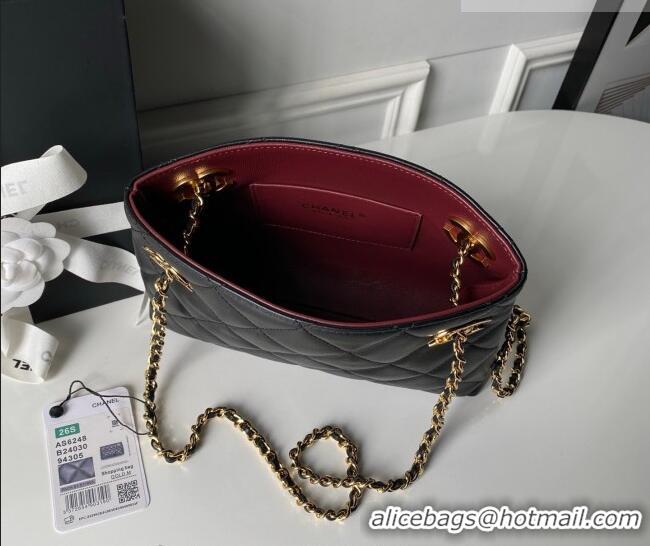 Famous Brand Chanel Lambskin Leather Small Shopping Bag AS6248 Black 2026