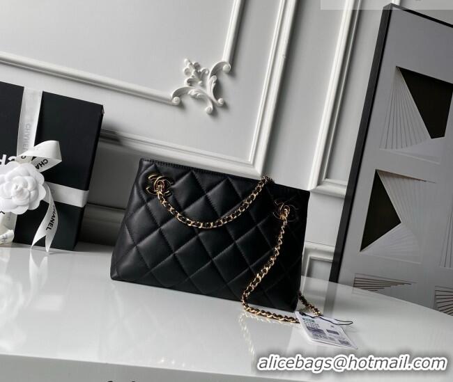 Famous Brand Chanel Lambskin Leather Small Shopping Bag AS6248 Black 2026