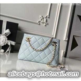 Buy Cheap Chanel Lambskin Leather Small Shopping Bag AS6248 Light Blue 2026