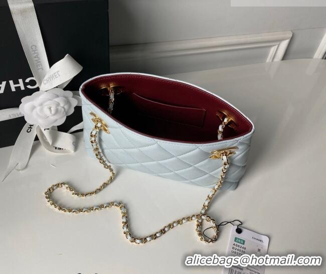 Buy Cheap Chanel Lambskin Leather Small Shopping Bag AS6248 Light Blue 2026