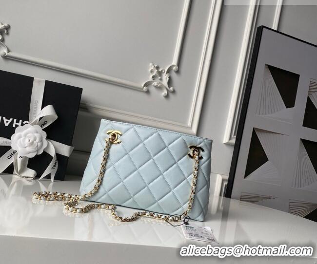 Buy Cheap Chanel Lambskin Leather Small Shopping Bag AS6248 Light Blue 2026