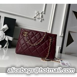 Best Price Chanel Lambskin Leather Small Shopping Bag AS6248 Dark Burgundy 2026