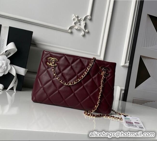 Best Price Chanel Lambskin Leather Small Shopping Bag AS6248 Dark Burgundy 2026