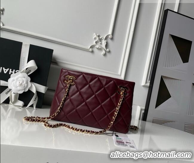 Best Price Chanel Lambskin Leather Small Shopping Bag AS6248 Dark Burgundy 2026