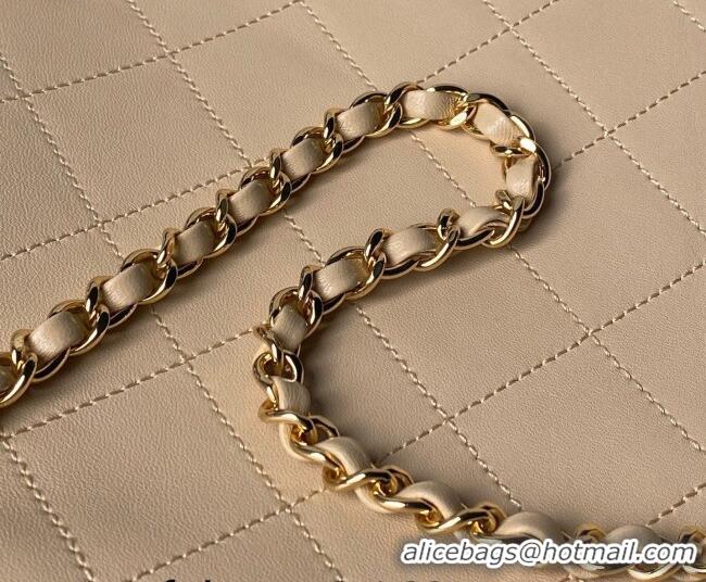 Big Discount Chanel Lambskin Leather Shopping Bag AS6241 Beige 2026