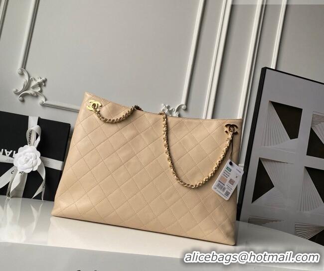 Big Discount Chanel Lambskin Leather Shopping Bag AS6241 Beige 2026