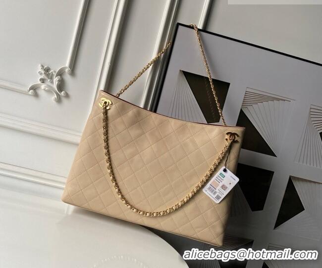 Big Discount Chanel Lambskin Leather Shopping Bag AS6241 Beige 2026