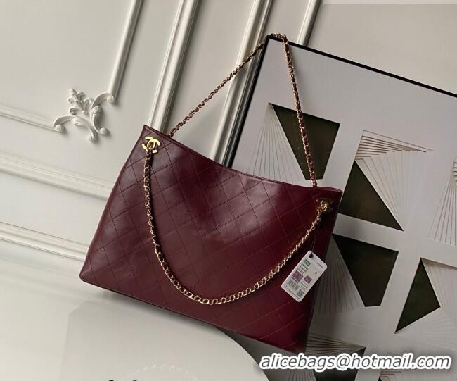Luxury Discount Chanel Lambskin Leather Shopping Bag AS6241 Burgundy 2026