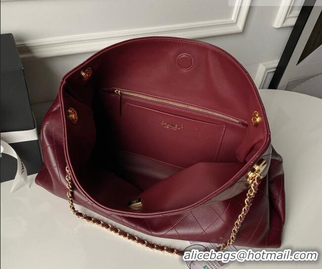 Luxury Discount Chanel Lambskin Leather Shopping Bag AS6241 Burgundy 2026