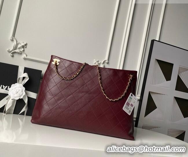 Luxury Discount Chanel Lambskin Leather Shopping Bag AS6241 Burgundy 2026