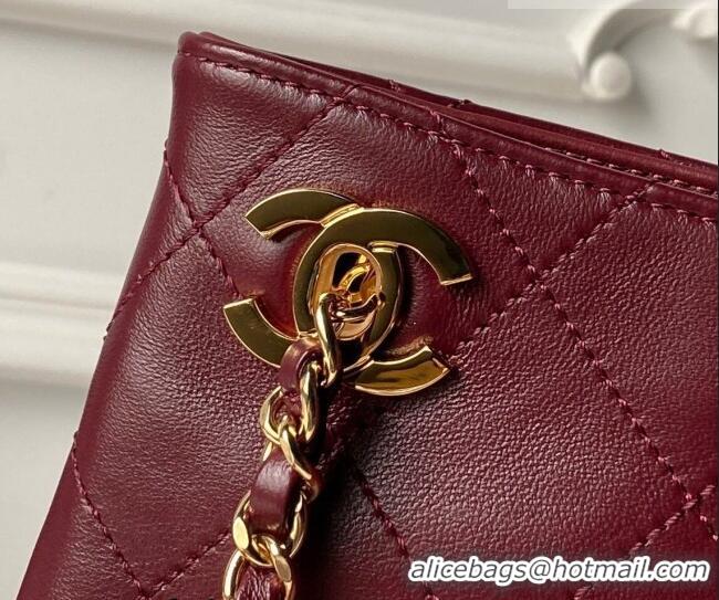 Luxury Discount Chanel Lambskin Leather Shopping Bag AS6241 Burgundy 2026