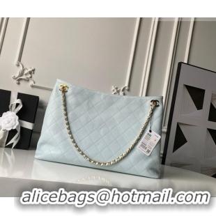 Super Quality Chanel Lambskin Leather Shopping Bag AS6241 Light Blue 2026