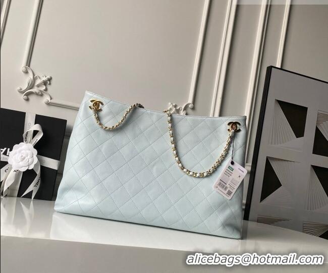Super Quality Chanel Lambskin Leather Shopping Bag AS6241 Light Blue 2026