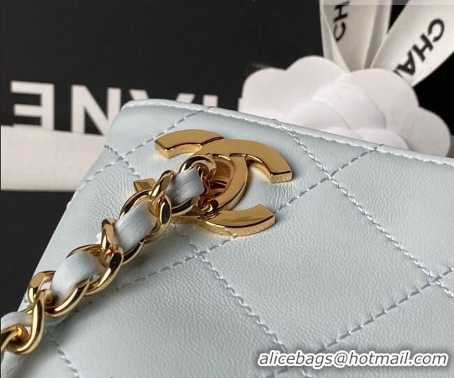 Super Quality Chanel Lambskin Leather Shopping Bag AS6241 Light Blue 2026