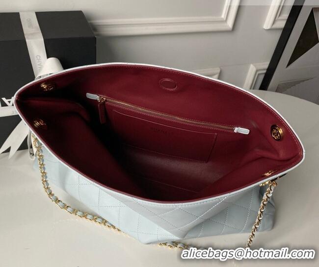 Super Quality Chanel Lambskin Leather Shopping Bag AS6241 Light Blue 2026