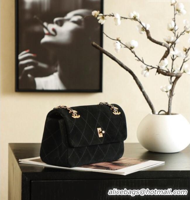 Top Quality Chanel Suede Flap Bag CH041703 Black 2026