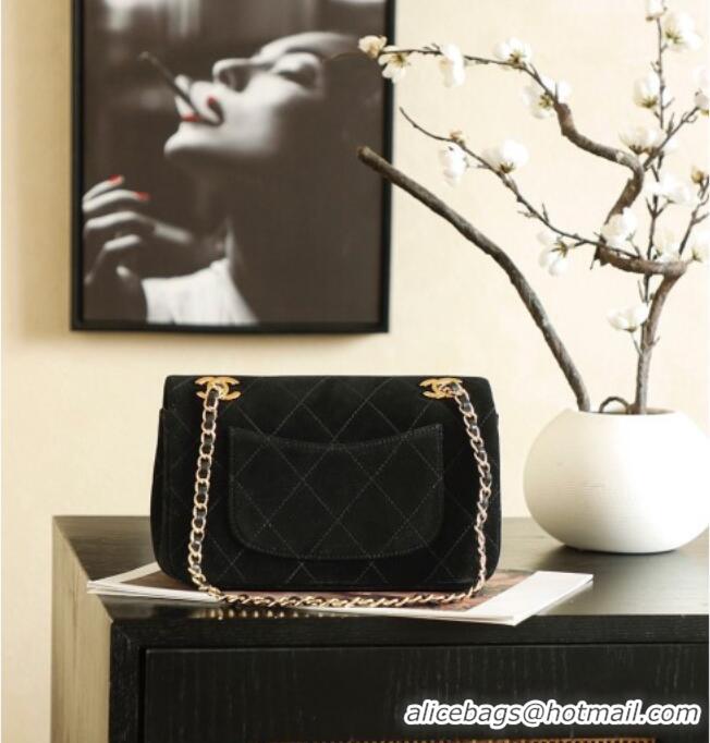Top Quality Chanel Suede Flap Bag CH041703 Black 2026