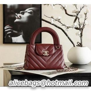 Best Quality Chanel Shiny Lambskin Leather Mini Shopping Bag AS4416 Dark Burgundy 2026
