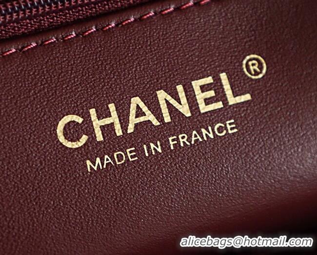 Best Quality Chanel Shiny Lambskin Leather Mini Shopping Bag AS4416 Dark Burgundy 2026