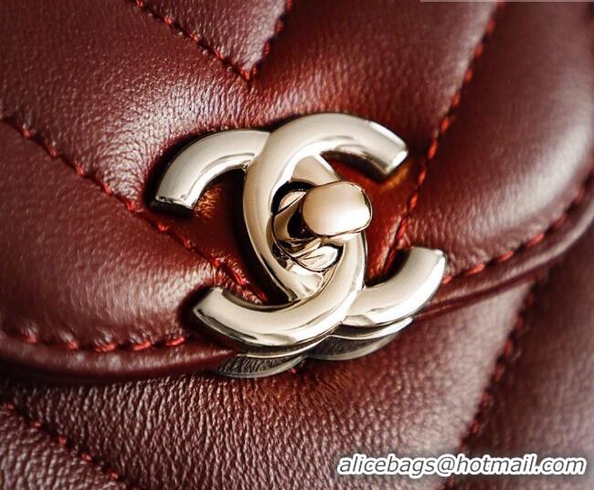 Best Quality Chanel Shiny Lambskin Leather Mini Shopping Bag AS4416 Dark Burgundy 2026