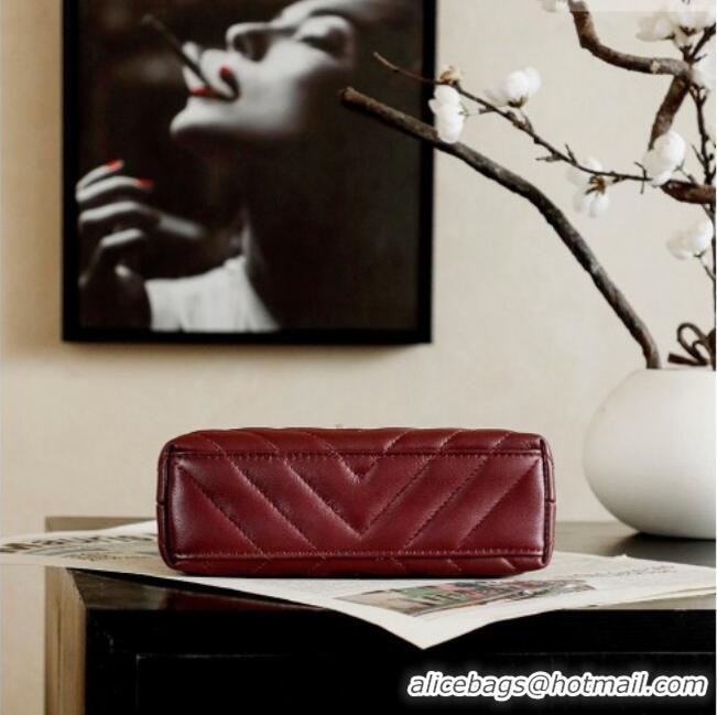 Best Quality Chanel Shiny Lambskin Leather Mini Shopping Bag AS4416 Dark Burgundy 2026