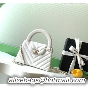 Reasonable Price Chanel Shiny Lambskin Leather Mini Shopping Bag AS4416 White 2026