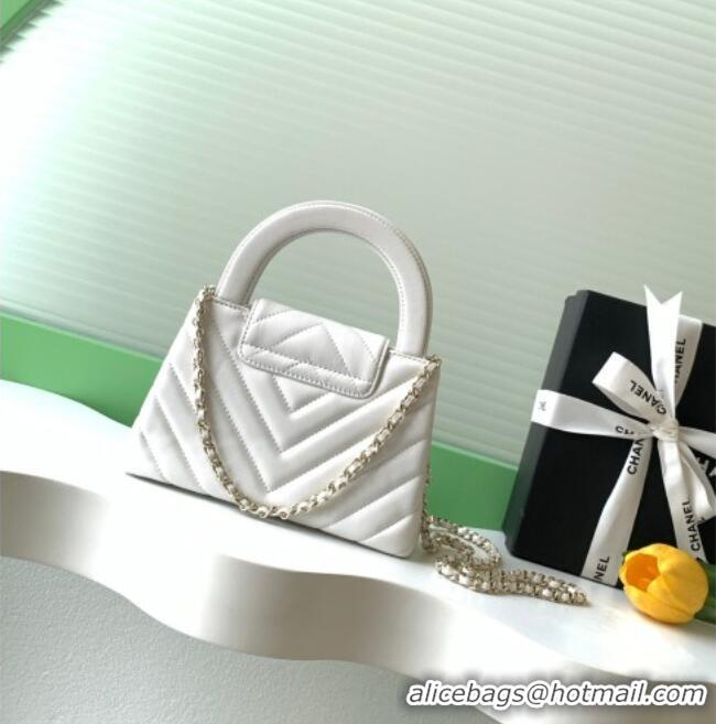 Reasonable Price Chanel Shiny Lambskin Leather Mini Shopping Bag AS4416 White 2026