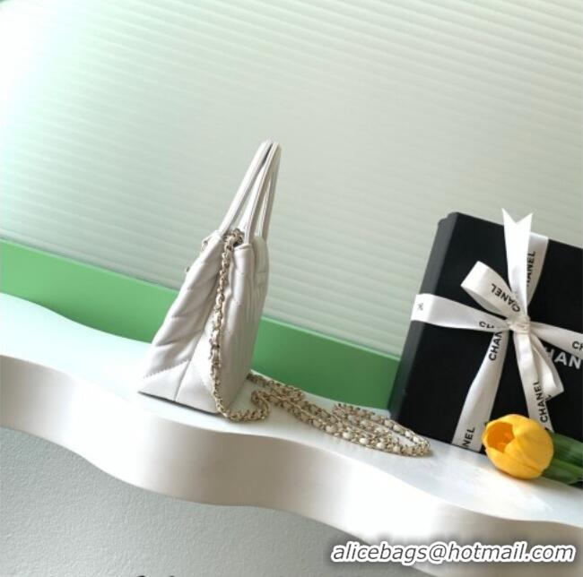 Reasonable Price Chanel Shiny Lambskin Leather Mini Shopping Bag AS4416 White 2026