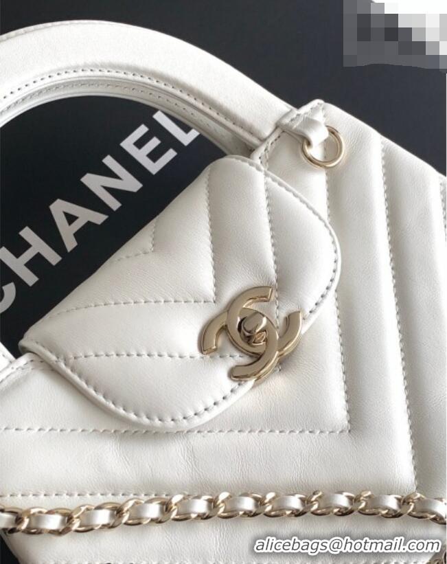 Reasonable Price Chanel Shiny Lambskin Leather Mini Shopping Bag AS4416 White 2026