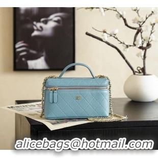 Cheap Discount Chanel Goatskin Leather Vanity Case AP5100 Blue 2026