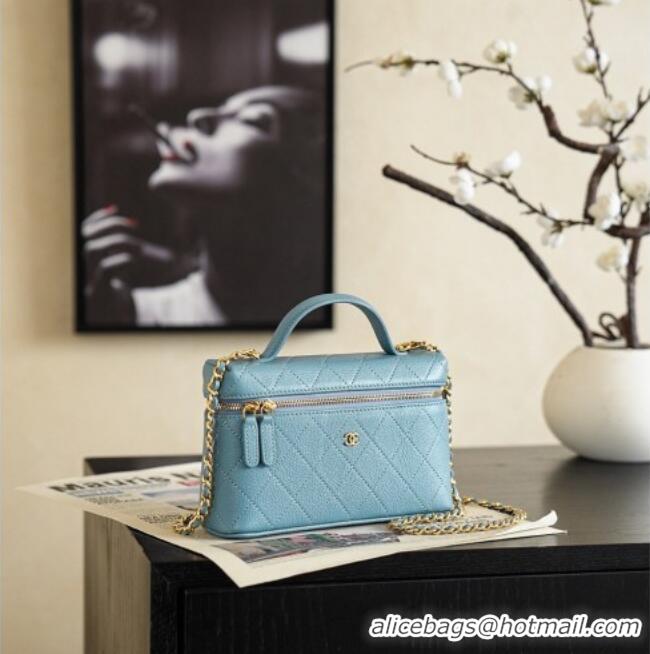 Cheap Discount Chanel Goatskin Leather Vanity Case AP5100 Blue 2026