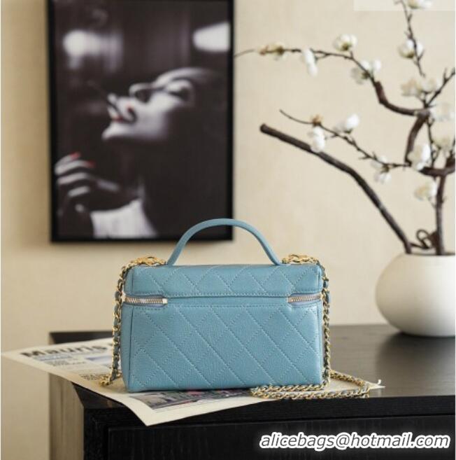 Cheap Discount Chanel Goatskin Leather Vanity Case AP5100 Blue 2026