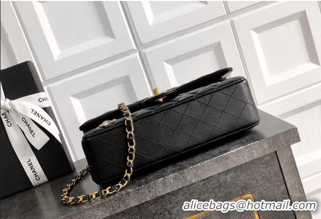 Discount Chanel Lambskin Leather & Charm Classic 11.12 Flap Handbag A01112 Black 2026