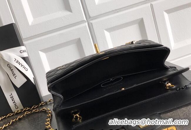 Discount Chanel Lambskin Leather & Charm Classic 11.12 Flap Handbag A01112 Black 2026