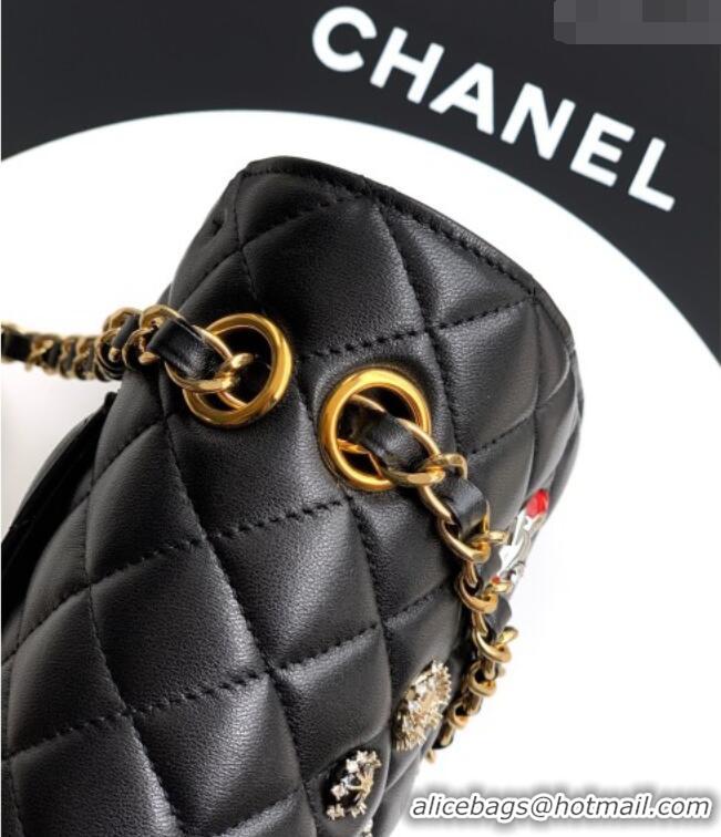 Discount Chanel Lambskin Leather & Charm Classic 11.12 Flap Handbag A01112 Black 2026