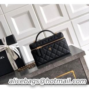 Top Grade Chanel Classic Vanity with Chain in Quilted Grained Calfskin CH041704 Black 2026