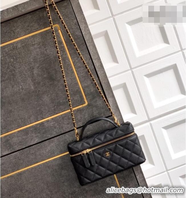 Top Grade Chanel Classic Vanity with Chain in Quilted Grained Calfskin CH041704 Black 2026